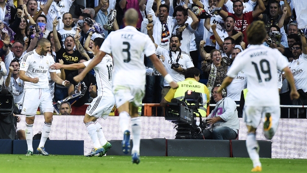 A vibração do gol que sacramentou a vitória merengue (foto:ESPN)